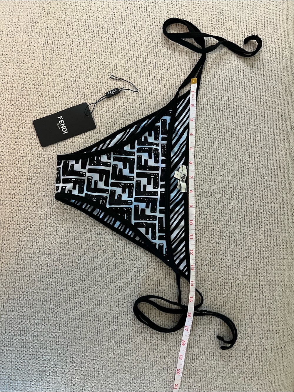 Fendi Women’s Black & White Logo Triangle Swim Bottoms Medium/ Large